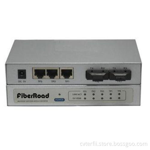 Full Duplex RJ45 2 Port Fiber Optic Switches Internet Auto